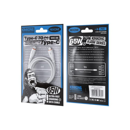WK WDC-68 Kinkong Flash Series 1m 65W PVC Fast Charging Data Cable, Interface:Type-C to Type-C(White) - USB-C & Type-C Cable by WK | Online Shopping UK | buy2fix