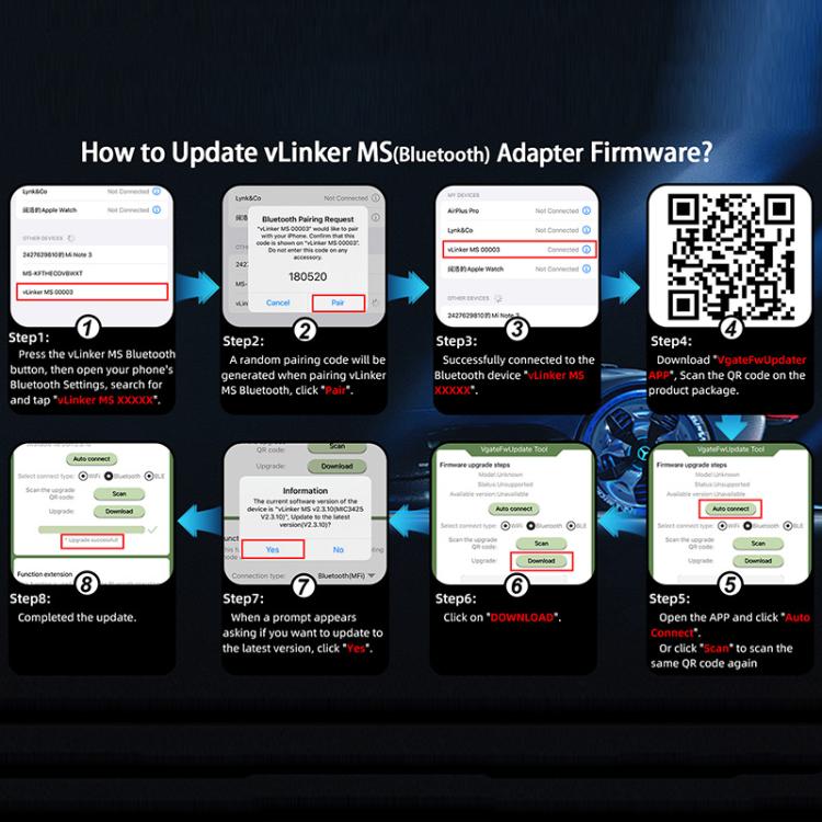 Vgate vLinker MS 12V / 24V Bluetooth Car OBD2 Scanner(Black) - Code Readers & Scan Tools by Vgate | Online Shopping UK | buy2fix
