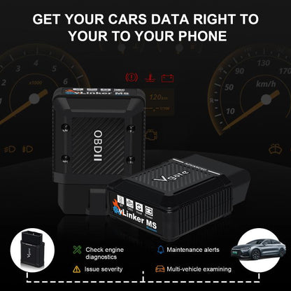 Vgate vLinker MS 12V / 24V Bluetooth Car OBD2 Scanner(Black) - Code Readers & Scan Tools by Vgate | Online Shopping UK | buy2fix