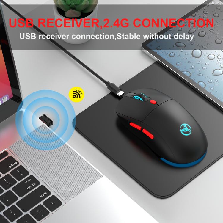 HXSJ T20 2.4GHz Rechargeable Wireless Mouse(Black) - Wireless Mice by HXSJ | Online Shopping UK | buy2fix