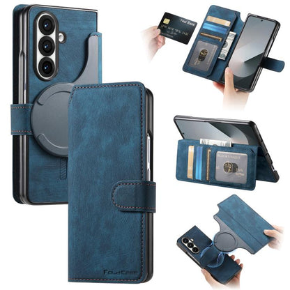 For Samsung Galax Z Fold7 5G CaseNeo MagSafe RFID Anti-theft Retro Leather Phone Case(Blue) - Galaxy Z Fold7 5G Cases by CaseNeo | Online Shopping UK | buy2fix