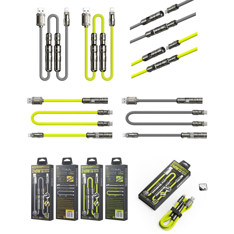 WK WDC-77 Convertible 3 in 1 240W Ultra-Fast ChargingTrue Silicone Data Cable, Interface:6 in 1(Green) - Multifunctional Cable by WK | Online Shopping UK | buy2fix