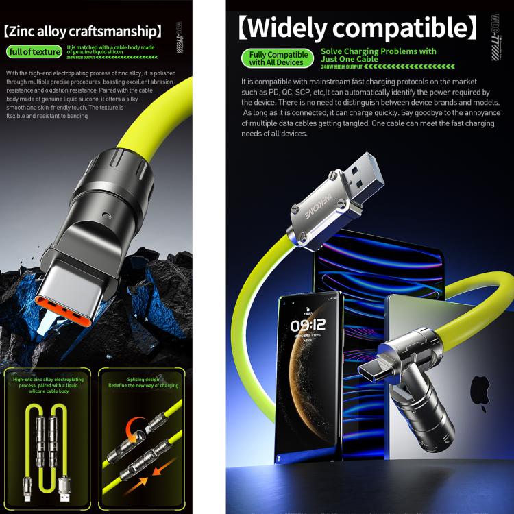 WK WDC-77 Convertible 3 in 1 240W Ultra-Fast ChargingTrue Silicone Data Cable, Interface:6 in 1(Green) - Multifunctional Cable by WK | Online Shopping UK | buy2fix