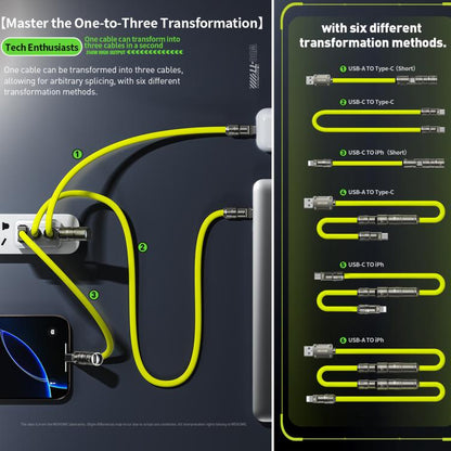 WK WDC-77 Convertible 3 in 1 240W Ultra-Fast ChargingTrue Silicone Data Cable, Interface:6 in 1(Gray) - Multifunctional Cable by WK | Online Shopping UK | buy2fix