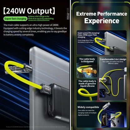 WK WDC-77 Convertible 3 in 1 240W Ultra-Fast ChargingTrue Silicone Data Cable, Interface:6 in 1(Green) - Multifunctional Cable by WK | Online Shopping UK | buy2fix