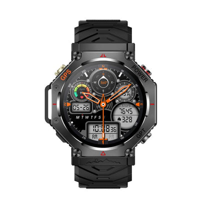 KC91 1.39 inch IPS Screen 3ATM Outdoor GPS Smart Watch with Flashlight(Black) - Smart Watches by buy2fix | Online Shopping UK | buy2fix