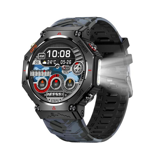 KC91 1.39 inch IPS Screen 3ATM Outdoor GPS Smart Watch with Flashlight(Camouflage) - Smart Watches by buy2fix | Online Shopping UK | buy2fix