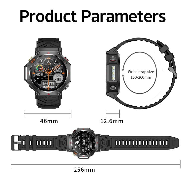 KC91 1.39 inch IPS Screen 3ATM Outdoor GPS Smart Watch with Flashlight(Camouflage) - Smart Watches by buy2fix | Online Shopping UK | buy2fix