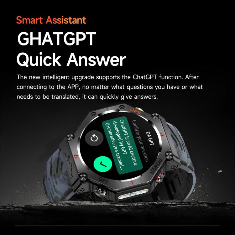 KC91 1.39 inch IPS Screen 3ATM Outdoor GPS Smart Watch with Flashlight(Pink) - Smart Watches by buy2fix | Online Shopping UK | buy2fix