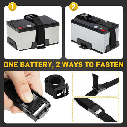 Aluminum Battery Tray Battery ?Fixed Bracket? for 12V/6V, 7-15AH Batteries with Adjustable Fixing Strap(Black) - Engine Fittings by buy2fix | Online Shopping UK | buy2fix