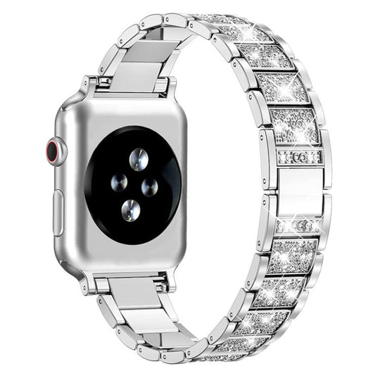 For Apple Watch 42 / 44 / 45 / 46 / 49mm xDfind Diamond Jewelry Stainless Steel Watch Band(Silver)