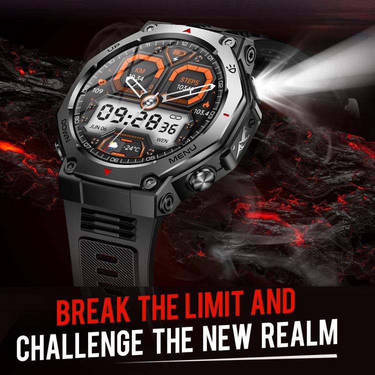 KT85 1.43 inch Screen 5ATM Outdoor Sports Smart Watch with Strong Flashlight(Black) - Smart Watches by buy2fix | Online Shopping UK | buy2fix