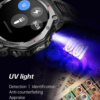 KT85 1.43 inch Screen 5ATM Outdoor Sports Smart Watch with Strong Flashlight(Grey) - Smart Watches by buy2fix | Online Shopping UK | buy2fix