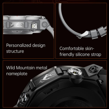 KT85 1.43 inch Screen 5ATM Outdoor Sports Smart Watch with Strong Flashlight(Black) - Smart Watches by buy2fix | Online Shopping UK | buy2fix