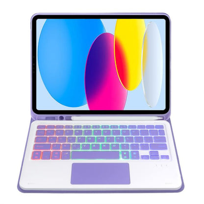 For iPad 11 2025 / 10th Gen 10.9 2022 A10B-AS Backlight Bluetooth Touch Keyboard Leather Tablet Case with Pen Slot(Purple) - Universal by buy2fix | Online Shopping UK | buy2fix