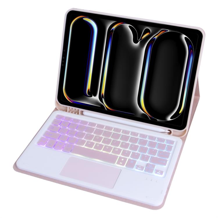 For iPad Pro 11 2024 A13B-AS Backlight Bluetooth Touch Keyboard Leather Tablet Case with Pen Slot(Pink) - For iPad Pro by buy2fix | Online Shopping UK | buy2fix