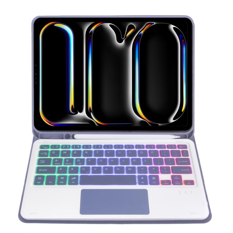 For iPad Pro 11 2024 A13B-AS Backlight Bluetooth Touch Keyboard Leather Tablet Case with Pen Slot(Dark Purple) - For iPad Pro by buy2fix | Online Shopping UK | buy2fix