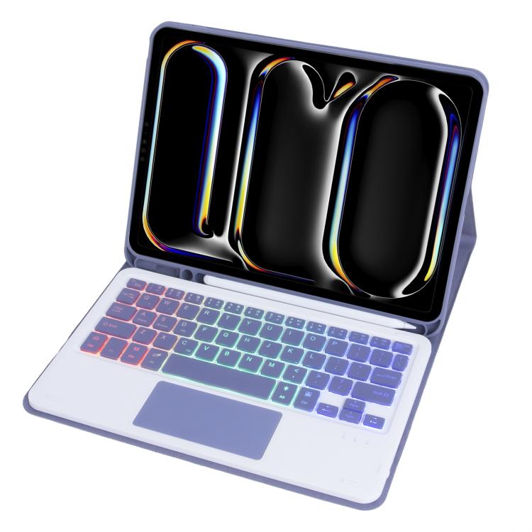 For iPad Pro 11 2024 A13B-AS Backlight Bluetooth Touch Keyboard Leather Tablet Case with Pen Slot(Dark Purple) - For iPad Pro by buy2fix | Online Shopping UK | buy2fix