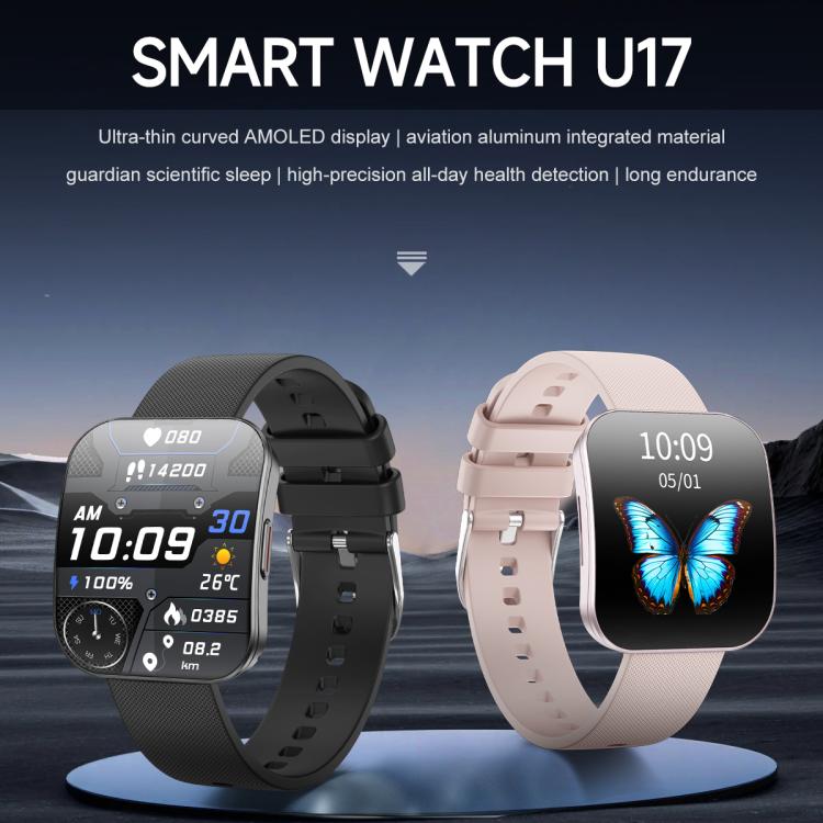 U17 1.85 inch Ultra-thin Curved Screen IP68 Sports Smart Watch(Black) - Smart Watches by buy2fix | Online Shopping UK | buy2fix