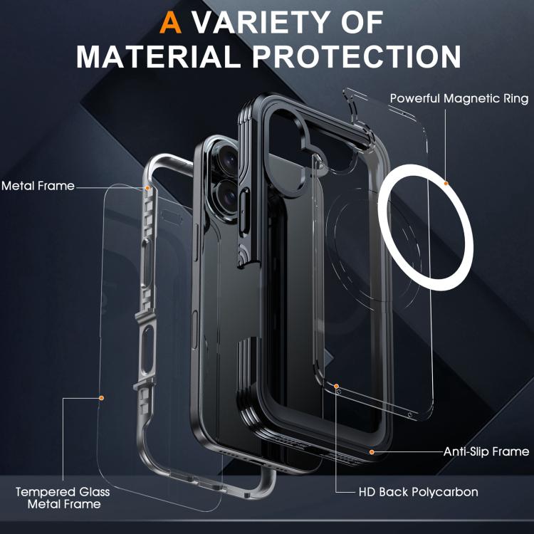 For iPhone Air Life Waterproof MagSafe Magnetic Rugged Phone Case(Black) - iPhone Air Cases by buy2fix | Online Shopping UK | buy2fix