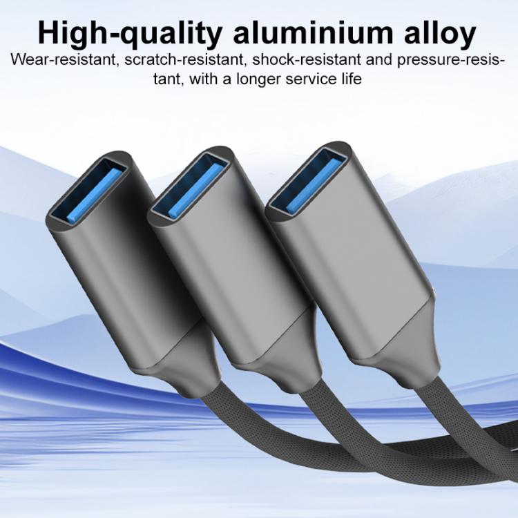 USB-A to USB-A 3 in 1 OTG Expander Splitter Dock Station(Fabric Grey) - USB 3.0 HUB by buy2fix | Online Shopping UK | buy2fix