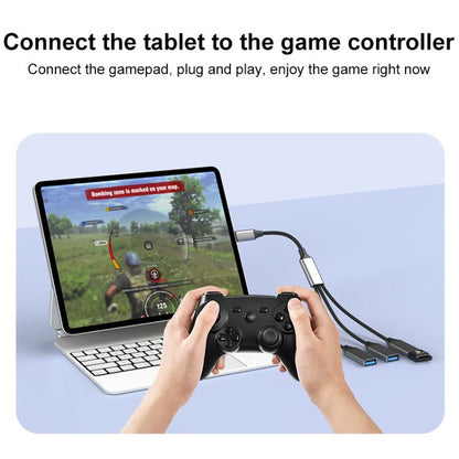 USB-C / Type-C to USB-A 3 in 1 OTG Expander Splitter Dock Station(Fabric Silver) - USB 3.0 HUB by buy2fix | Online Shopping UK | buy2fix