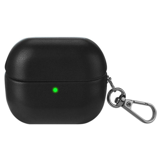 For Samsung Galaxy Buds3 / Buds3 Pro Oily Skin Leather Texture Earphone Case with Hook(Black)