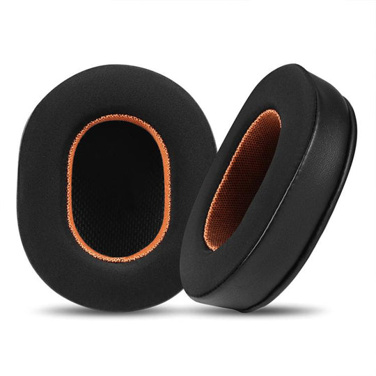 2pcs Ice Silk Cloth Replacement Earpads For Audio Technica ATH-MSR7 / M50X / M40(Black Orange)