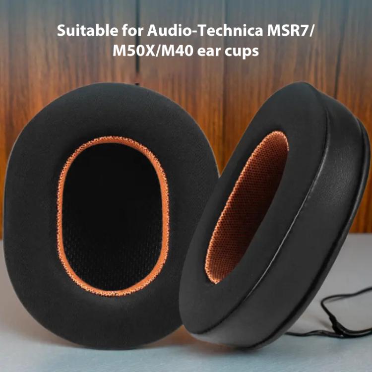 2pcs Ice Silk Cloth Replacement Earpads For Audio Technica ATH-MSR7 / M50X / M40(Black Purple) - Earmuff & Pad by buy2fix | Online Shopping UK | buy2fix