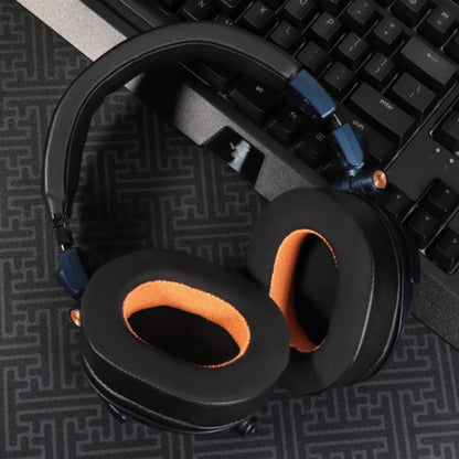 2pcs Ice Silk Cloth Replacement Earpads For Audio Technica ATH-MSR7 / M50X / M40(Black Orange) - Earmuff & Pad by buy2fix | Online Shopping UK | buy2fix