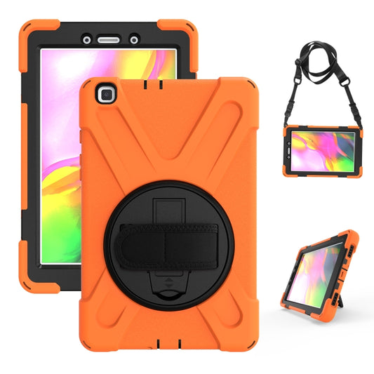 For Samsung Tab A 8.0(2019) T290 / T295 Shockproof Colorful Silicone + PC Protective Case with Holder & Hand Grip Strap(Orange) - Other Galaxy Tab PC by buy2fix | Online Shopping UK | buy2fix