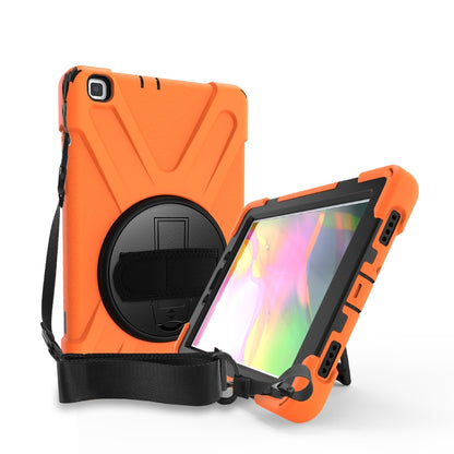 For Samsung Tab A 8.0(2019) T290 / T295 Shockproof Colorful Silicone + PC Protective Case with Holder & Hand Grip Strap(Orange) - Other Galaxy Tab PC by buy2fix | Online Shopping UK | buy2fix