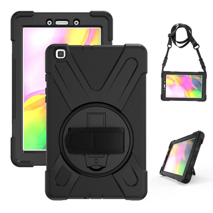 For Samsung Tab A 8.0(2019) T290 / T295 Shockproof Colorful Silicone + PC Protective Case with Holder & Hand Grip Strap(Black) - Other Galaxy Tab PC by buy2fix | Online Shopping UK | buy2fix