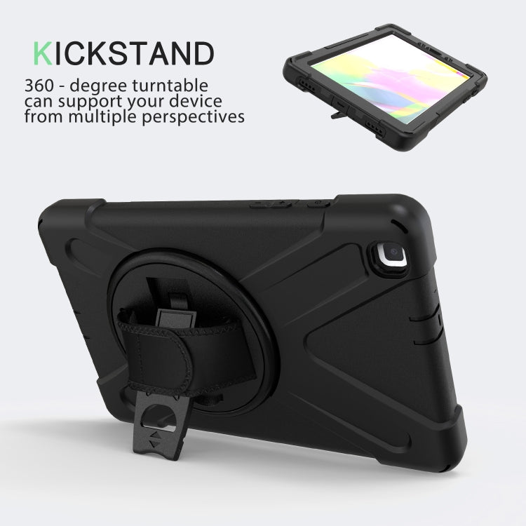 For Samsung Tab A 8.0(2019) T290 / T295 Shockproof Colorful Silicone + PC Protective Case with Holder & Hand Grip Strap(Black) - Other Galaxy Tab PC by buy2fix | Online Shopping UK | buy2fix