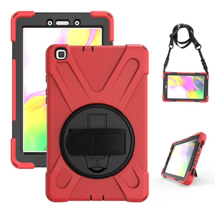 For Samsung Tab A 8.0(2019) T290 / T295 Shockproof Colorful Silicone + PC Protective Case with Holder & Hand Grip Strap(Red) - Other Galaxy Tab PC by buy2fix | Online Shopping UK | buy2fix