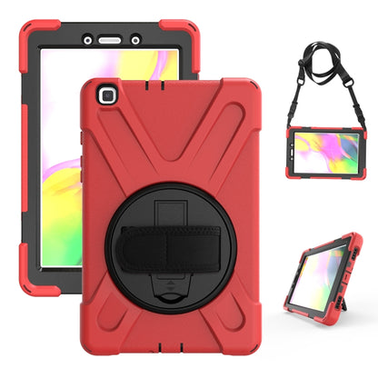 For Samsung Tab A 8.0(2019) T290 / T295 Shockproof Colorful Silicone + PC Protective Case with Holder & Hand Grip Strap(Red) - Other Galaxy Tab PC by buy2fix | Online Shopping UK | buy2fix