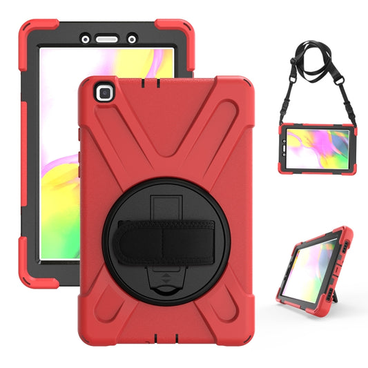 For Samsung Tab A 8.0(2019) T290 / T295 Shockproof Colorful Silicone + PC Protective Case with Holder & Hand Grip Strap(Red) - Other Galaxy Tab PC by buy2fix | Online Shopping UK | buy2fix