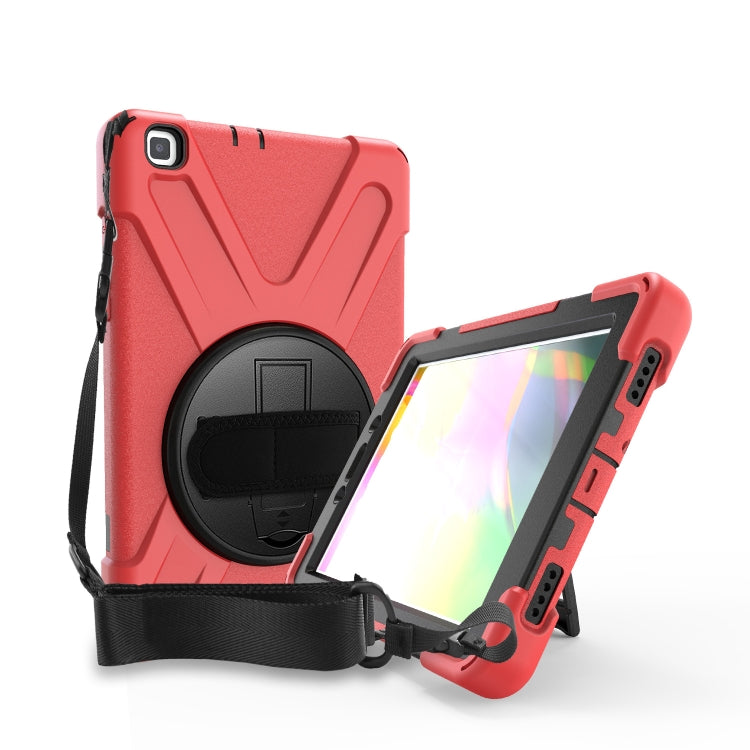 For Samsung Tab A 8.0(2019) T290 / T295 Shockproof Colorful Silicone + PC Protective Case with Holder & Hand Grip Strap(Red) - Other Galaxy Tab PC by buy2fix | Online Shopping UK | buy2fix