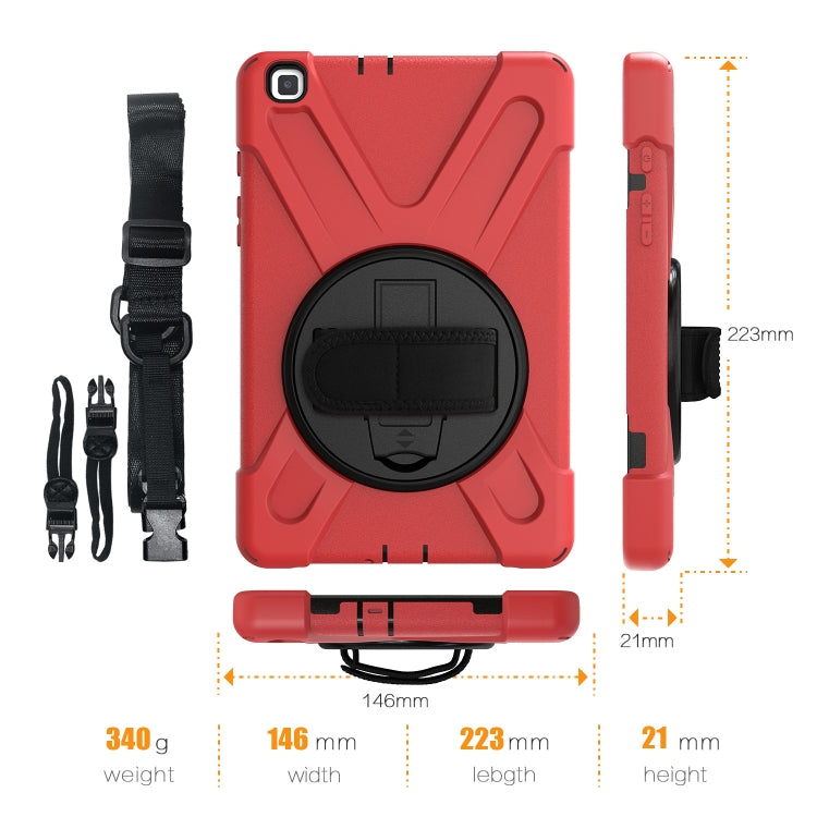 For Samsung Tab A 8.0(2019) T290 / T295 Shockproof Colorful Silicone + PC Protective Case with Holder & Hand Grip Strap(Red) - Other Galaxy Tab PC by buy2fix | Online Shopping UK | buy2fix