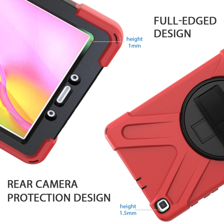 For Samsung Tab A 8.0(2019) T290 / T295 Shockproof Colorful Silicone + PC Protective Case with Holder & Hand Grip Strap(Red) - Other Galaxy Tab PC by buy2fix | Online Shopping UK | buy2fix