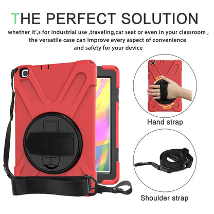 For Samsung Tab A 8.0(2019) T290 / T295 Shockproof Colorful Silicone + PC Protective Case with Holder & Hand Grip Strap(Red) - Other Galaxy Tab PC by buy2fix | Online Shopping UK | buy2fix
