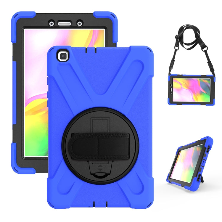 For Samsung Tab A 8.0(2019) T290 / T295 Shockproof Colorful Silicone + PC Protective Case with Holder & Hand Grip Strap(Blue) - Other Galaxy Tab PC by buy2fix | Online Shopping UK | buy2fix