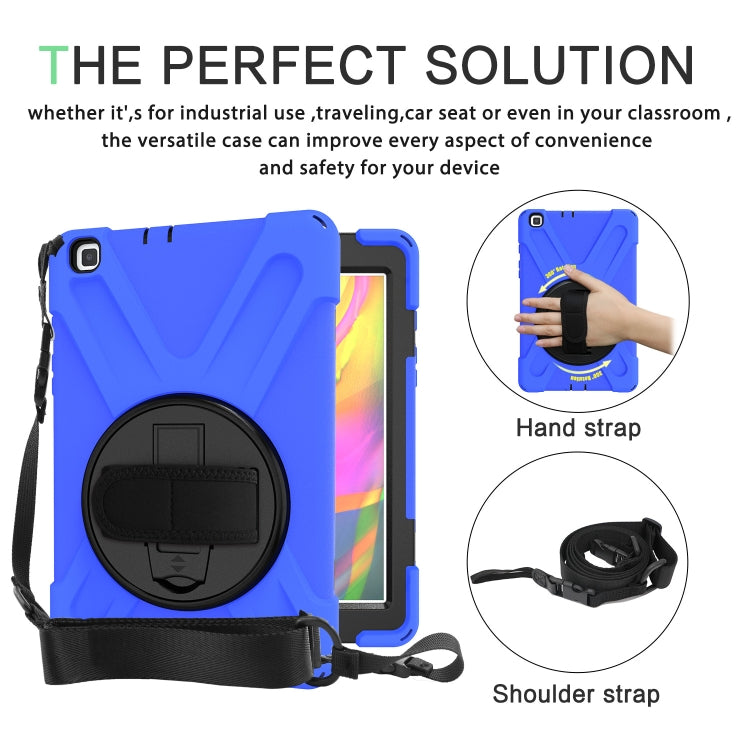 For Samsung Tab A 8.0(2019) T290 / T295 Shockproof Colorful Silicone + PC Protective Case with Holder & Hand Grip Strap(Blue) - Other Galaxy Tab PC by buy2fix | Online Shopping UK | buy2fix