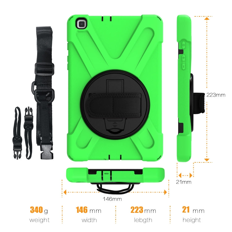 For Samsung Tab A 8.0(2019) T290 / T295 Shockproof Colorful Silicone + PC Protective Case with Holder & Hand Grip Strap(Green) - Other Galaxy Tab PC by buy2fix | Online Shopping UK | buy2fix