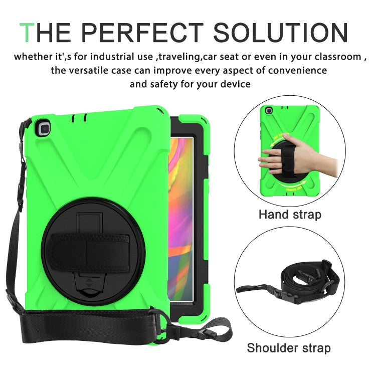For Samsung Tab A 8.0(2019) T290 / T295 Shockproof Colorful Silicone + PC Protective Case with Holder & Hand Grip Strap(Green) - Other Galaxy Tab PC by buy2fix | Online Shopping UK | buy2fix