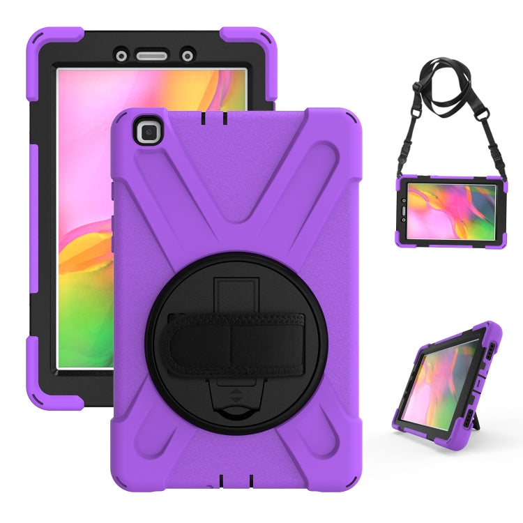 For Samsung Tab A 8.0(2019) T290 / T295 Shockproof Colorful Silicone + PC Protective Case with Holder & Hand Grip Strap(Purple) - Other Galaxy Tab PC by buy2fix | Online Shopping UK | buy2fix