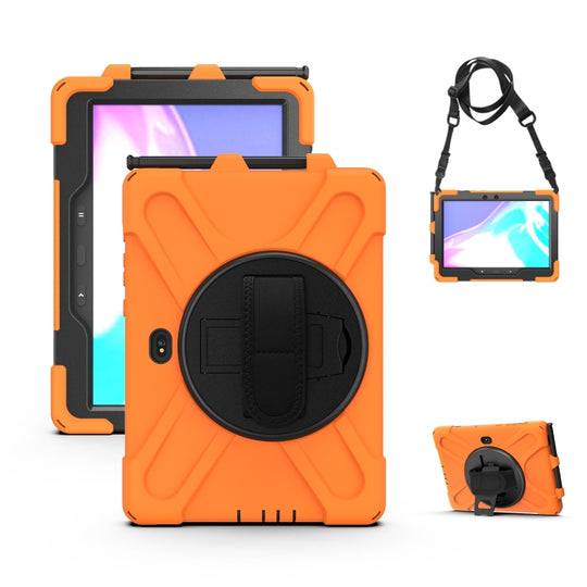 For Samsung Galaxy Tab Active Pro 10.1 inch 2019 / Tab Active4 Pro 2022 / Active 5 Pro 2025 / Active5 Pro 5G Enterprise Edition 6GB/128GB Shockproof Colorful Silicone + PC Protective Case with Holder & Hand Grip Strap(Orange)
