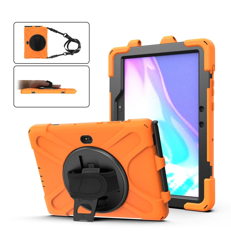 For Samsung Galaxy Tab Active Pro T540 / T545 / Tab Active4 Pro Shockproof Colorful Silicone + PC Protective Case with Holder & Hand Grip Strap(Orange) - Other Galaxy Tab PC by buy2fix | Online Shopping UK | buy2fix