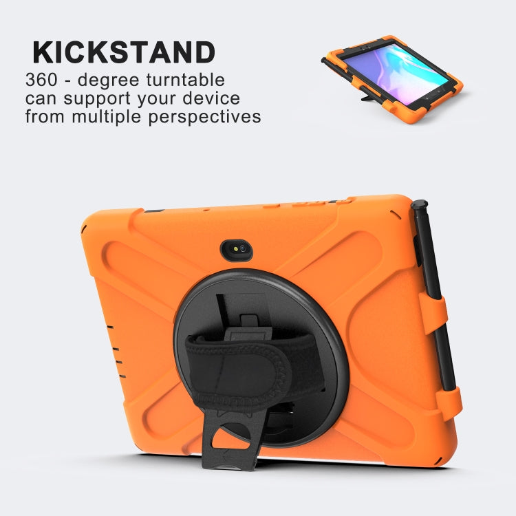 For Samsung Galaxy Tab Active Pro T540 / T545 / Tab Active4 Pro Shockproof Colorful Silicone + PC Protective Case with Holder & Hand Grip Strap(Orange) - Other Galaxy Tab PC by buy2fix | Online Shopping UK | buy2fix