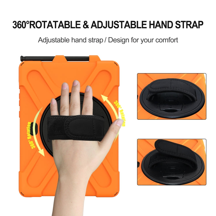 For Samsung Galaxy Tab Active Pro T540 / T545 / Tab Active4 Pro Shockproof Colorful Silicone + PC Protective Case with Holder & Hand Grip Strap(Orange) - Other Galaxy Tab PC by buy2fix | Online Shopping UK | buy2fix